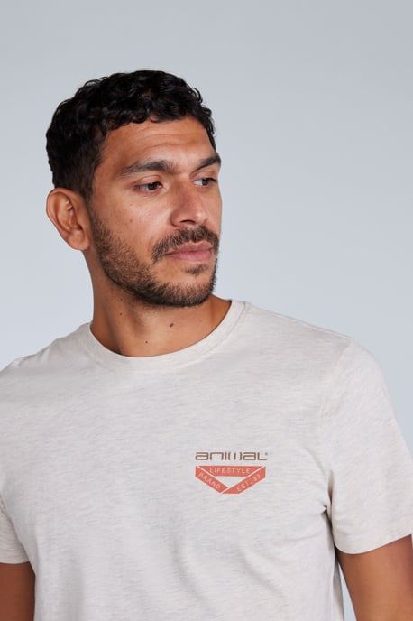 'Jacob' Men's Cotton T-Shirt Comfy Beach Summer Casual Tee Ecru - Image 3