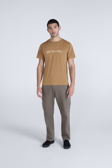 'Classico' Men's Cotton T-Shirt Short Sleeve Breathable Casual Summer Tee Tan - Image 2