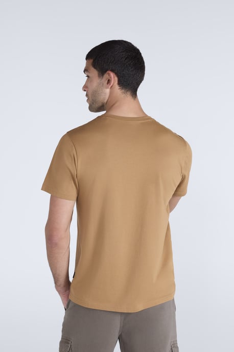 'Classico' Men's Cotton T-Shirt Short Sleeve Breathable Casual Summer Tee Tan - Image 3