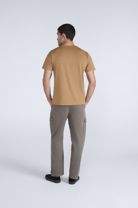 'Classico' Men's Cotton T-Shirt Short Sleeve Breathable Casual Summer Tee Tan - Image 4