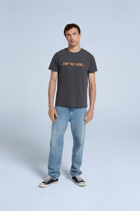 'Classico' Men's Cotton T-Shirt Short Sleeve Breathable Casual Summer Tee Charcoal - Image 2