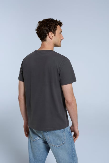 'Classico' Men's Cotton T-Shirt Short Sleeve Breathable Casual Summer Tee Charcoal - Image 3