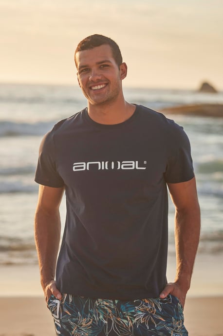 'Classico' Men's Cotton T-Shirt Short Sleeve Breathable Casual Summer Tee Navy - Image 1