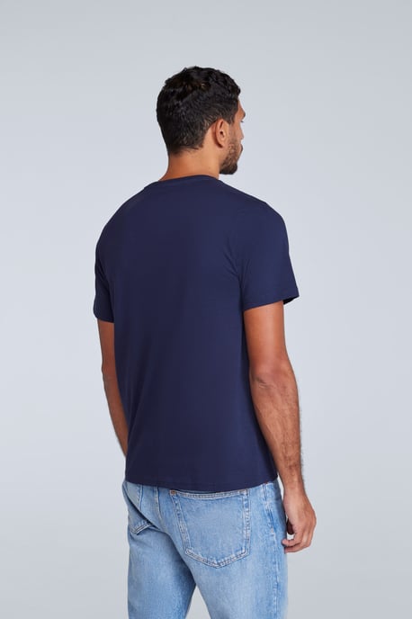 'Classico' Men's Cotton T-Shirt Short Sleeve Breathable Casual Summer Tee Navy - Image 4