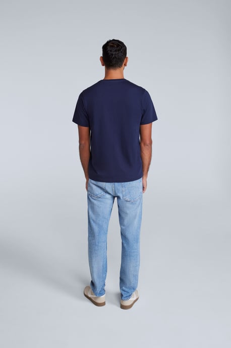 'Classico' Men's Cotton T-Shirt Short Sleeve Breathable Casual Summer Tee Navy - Image 5