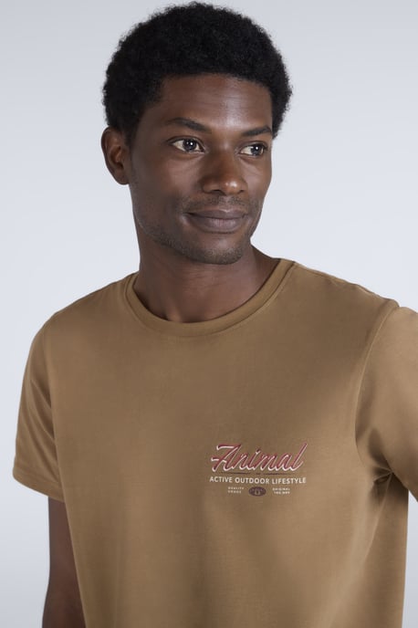 'Jacob' Men's Cotton T-Shirt Comfy Beach Summer Casual Tee Brown - Image 3