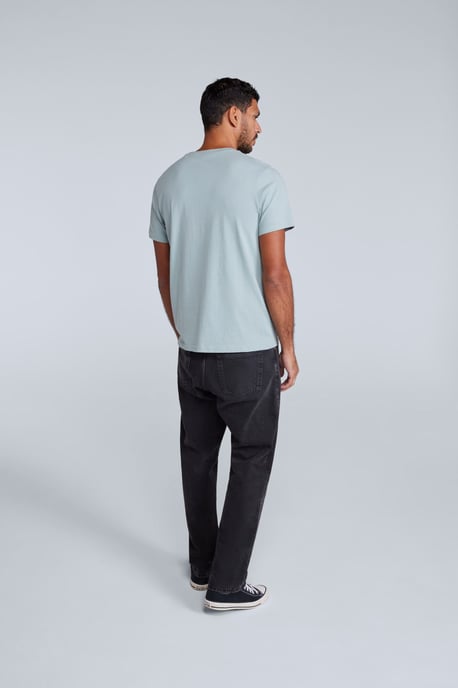 'Classico' Men's Cotton T-Shirt Short Sleeve Breathable Casual Summer Tee Light Blue - Image 4