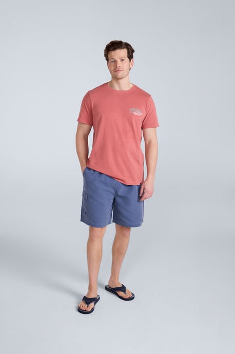 'Jacob' Men's Cotton T-Shirt Comfy Beach Summer Casual Tee Burgundy - Image 4