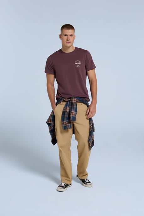 'Jacob' Men's Cotton T-Shirt Comfy Beach Summer Casual Tee Burgundy - Image 4