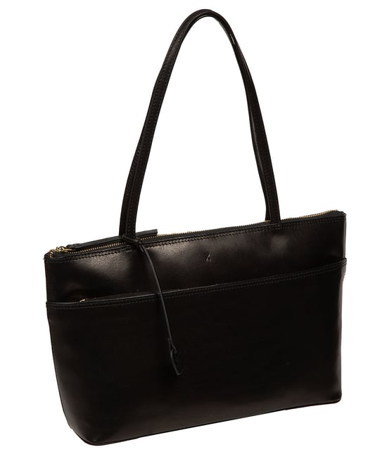 'Carlotta' Black Leather Tote Bag - Image 3