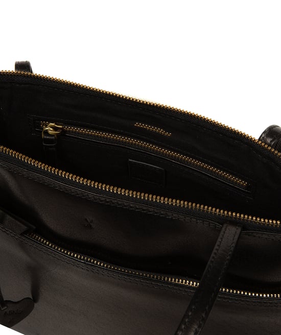 'Carlotta' Black Leather Tote Bag - Image 4