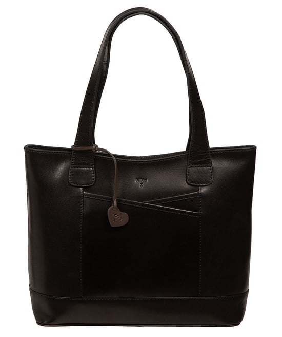 'Maissa' Black Leather Tote Bag - Image 1