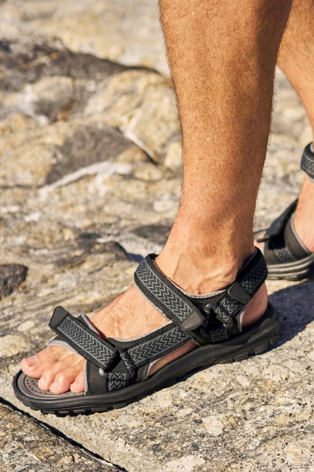 'Crete' Men's Sandals Cushioned Footbed Open Toe Comfy Summer Holiday Shoes Grey - Image 1