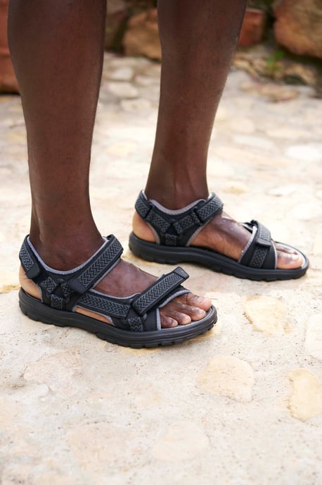 'Crete' Men's Sandals Cushioned Footbed Open Toe Comfy Summer Holiday Shoes Grey - Image 2