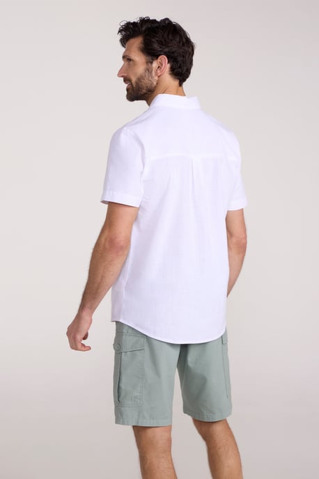 'Coconut Slub Texture' Men's Short Sleeve Shirt 100% Cotton Zip Chest Pocket Everyday Wear Top White - Image 4