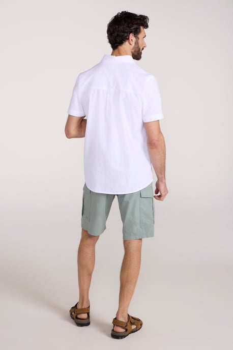 'Coconut Slub Texture' Men's Short Sleeve Shirt 100% Cotton Zip Chest Pocket Everyday Wear Top White - Image 5