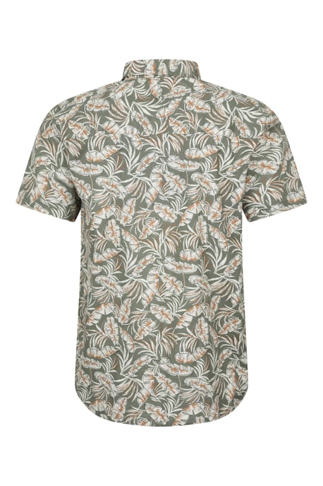 Tropical Printed Men's Short Sleeve Shirt 100% Cotton Chest Pocket Holiday Top Khaki - Image 4