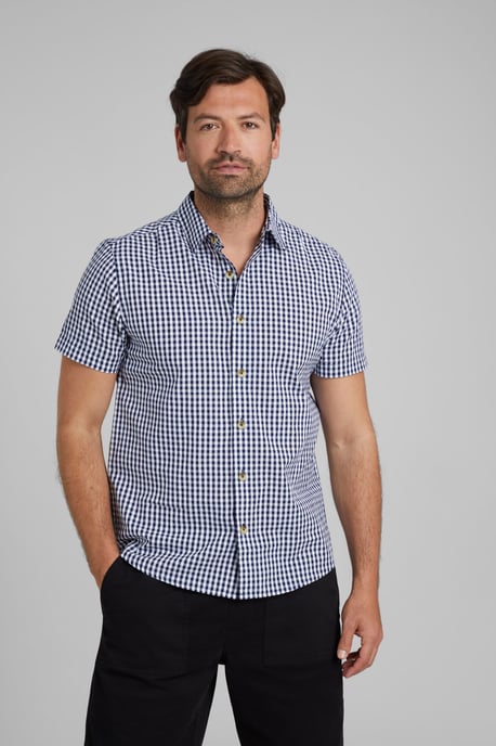 'Weekender' Men's Short Sleeve Shirt 100% Cotton Lightweight Breathable Top Navy - Image 2