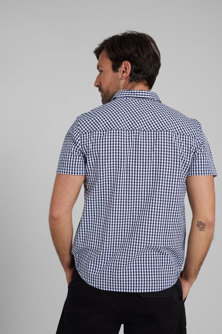 'Weekender' Men's Short Sleeve Shirt 100% Cotton Lightweight Breathable Top Navy - Image 3