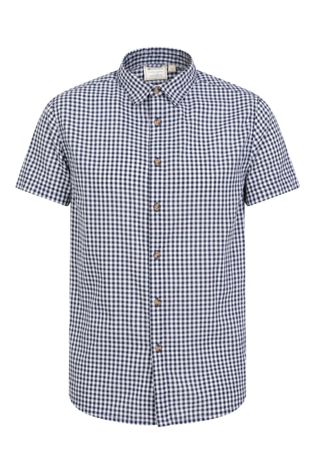 'Weekender' Men's Short Sleeve Shirt 100% Cotton Lightweight Breathable Top Navy - Image 4