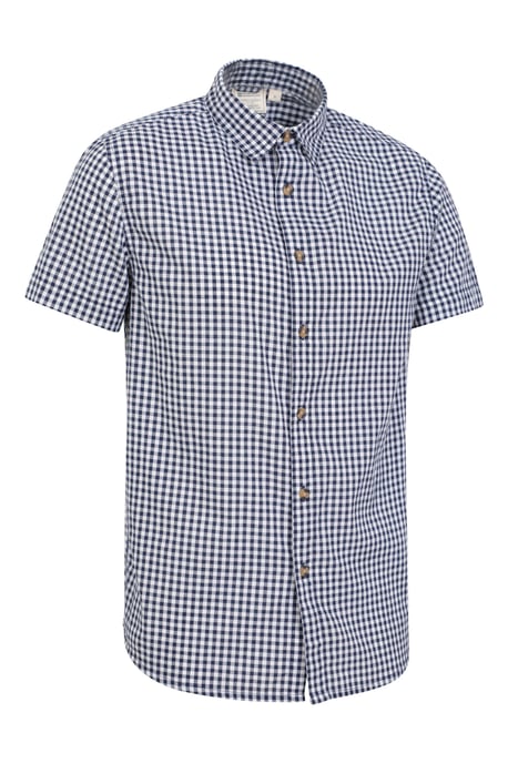 'Weekender' Men's Short Sleeve Shirt 100% Cotton Lightweight Breathable Top Navy - Image 5