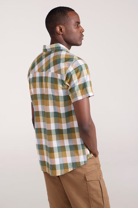 'Weekender' Men's Short Sleeve Shirt 100% Cotton Lightweight Breathable Top Orange - Image 3