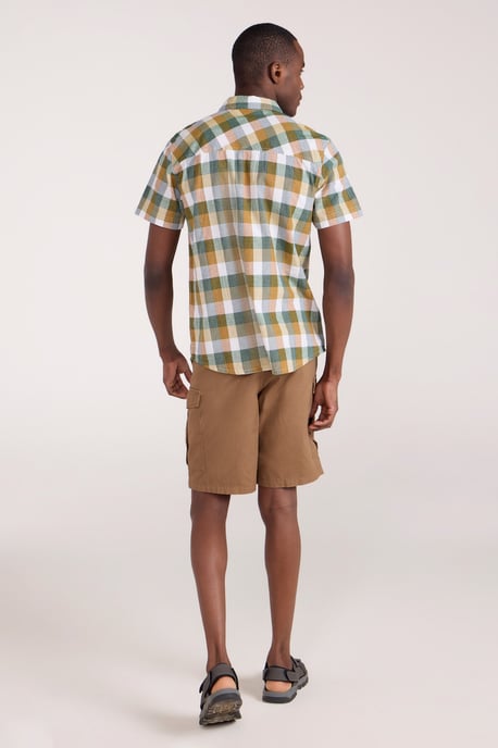 'Weekender' Men's Short Sleeve Shirt 100% Cotton Lightweight Breathable Top Orange - Image 4