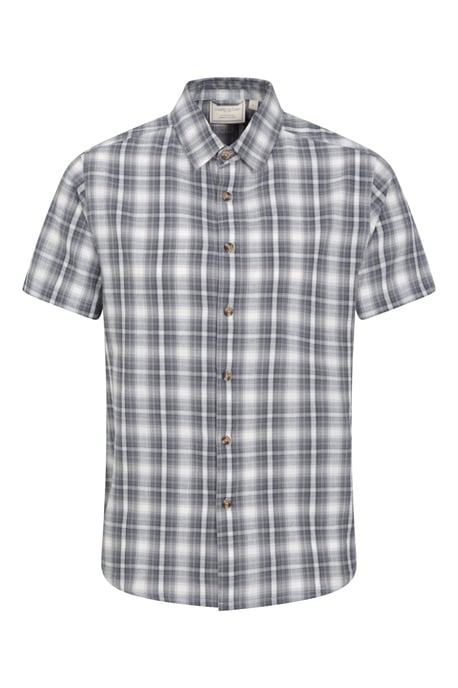 'Weekender' Men's Short Sleeve Shirt 100% Cotton Lightweight Breathable Top Light Grey - Image 5