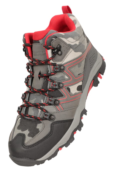 'Oscar'' Kids Walking Boots Suede Mesh Upper Cushioned Hiking Everyday Shoes Camouflage - Image 6