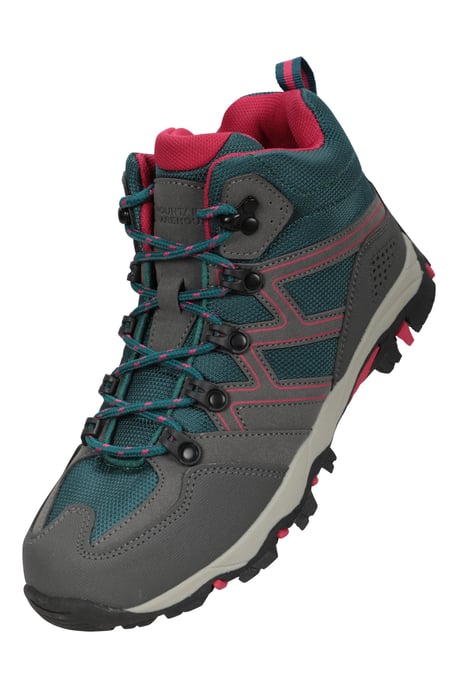 'Oscar'' Kids Walking Boots Suede Mesh Upper Cushioned Hiking Everyday Shoes Teal - Image 6