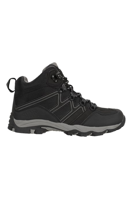'Oscar'' Kids Walking Boots Suede Mesh Upper Cushioned Hiking Everyday Shoes Black - Image 2