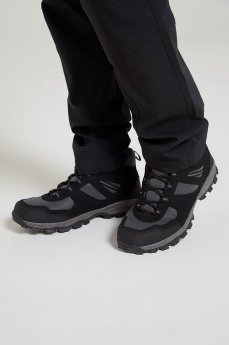 'McLeod' Men's Hiking Boots EVA Footbed Mesh Lined Lace Up Walking Shoes Black - Image 1