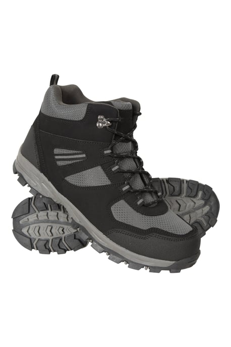 'McLeod' Men's Hiking Boots EVA Footbed Mesh Lined Lace Up Walking Shoes Black - Image 3