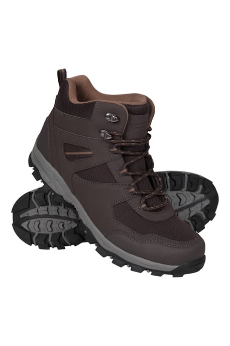 'McLeod' Men's Hiking Boots EVA Footbed Mesh Lined Lace Up Walking Shoes Dark Brown - Image 1