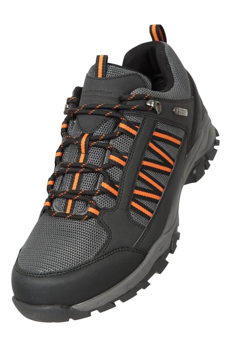 'Path' Men's Walking Shoes Cushioned Footbed Mesh Lining Waterproof Comfy Trail Trekking Trainers Black - Image 6