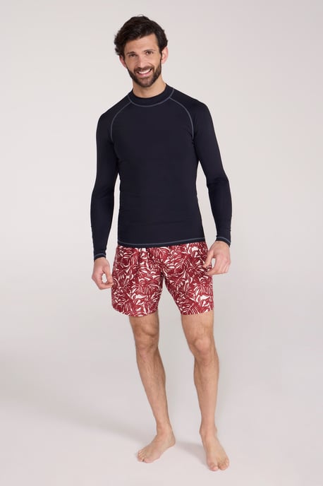 Men's Long Sleeve Rash Vest Sun Protection Quick Drying Swimwear Stretchy Beach Surf Top Black - Image 2