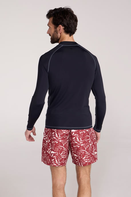 Men's Long Sleeve Rash Vest Sun Protection Quick Drying Swimwear Stretchy Beach Surf Top Black - Image 3