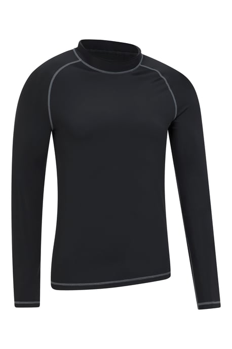 Men's Long Sleeve Rash Vest Sun Protection Quick Drying Swimwear Stretchy Beach Surf Top Black - Image 6