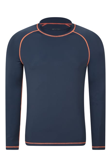 Men's Long Sleeve Rash Vest Sun Protection Quick Drying Swimwear Stretchy Beach Surf Top Indigo Blue - Image 2