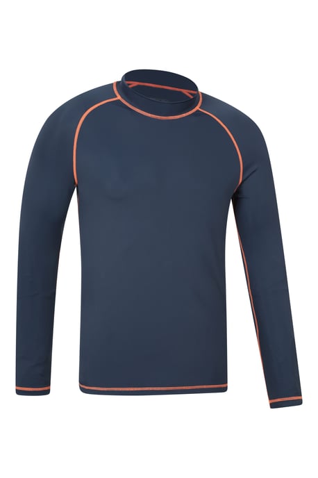 Men's Long Sleeve Rash Vest Sun Protection Quick Drying Swimwear Stretchy Beach Surf Top Indigo Blue - Image 3
