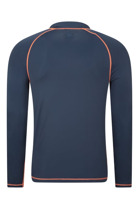 Men's Long Sleeve Rash Vest Sun Protection Quick Drying Swimwear Stretchy Beach Surf Top Indigo Blue - Image 4