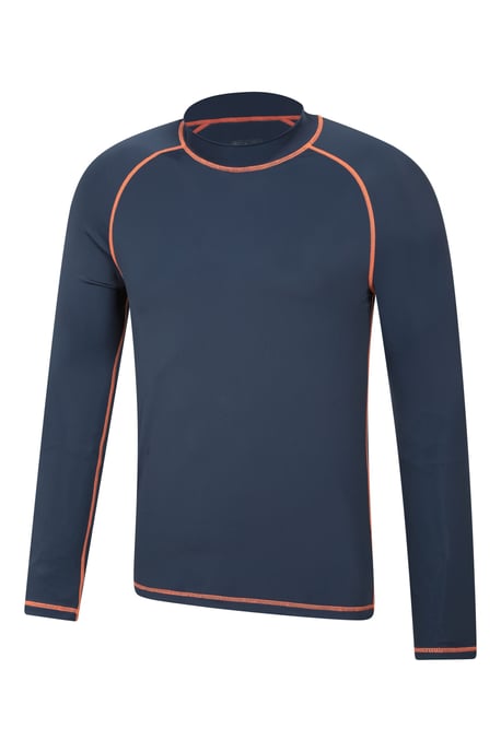 Men's Long Sleeve Rash Vest Sun Protection Quick Drying Swimwear Stretchy Beach Surf Top Indigo Blue - Image 5