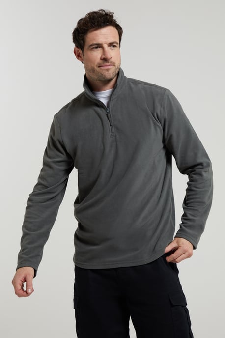 'Camber II' Men's Half Zip Fleece Top Antipill Breathable Casual Winter Sweater Dark Grey - Image 4