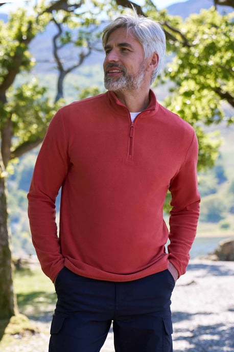 'Camber II' Men's Half Zip Fleece Top Antipill Breathable Casual Winter Sweater Orange - Image 1