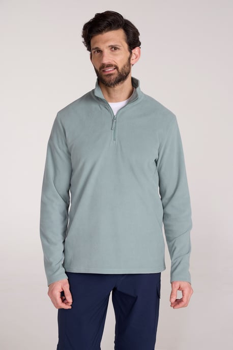 'Camber II' Men's Half Zip Fleece Top Antipill Breathable Casual Winter Sweater Pale Green - Image 1