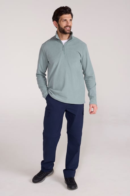 'Camber II' Men's Half Zip Fleece Top Antipill Breathable Casual Winter Sweater Pale Green - Image 2