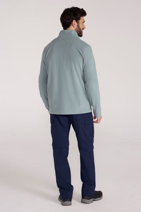 'Camber II' Men's Half Zip Fleece Top Antipill Breathable Casual Winter Sweater Pale Green - Image 4