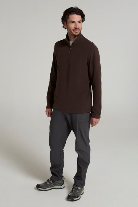 'Camber II' Men's Half Zip Fleece Top Antipill Breathable Casual Winter Sweater Brown - Image 4
