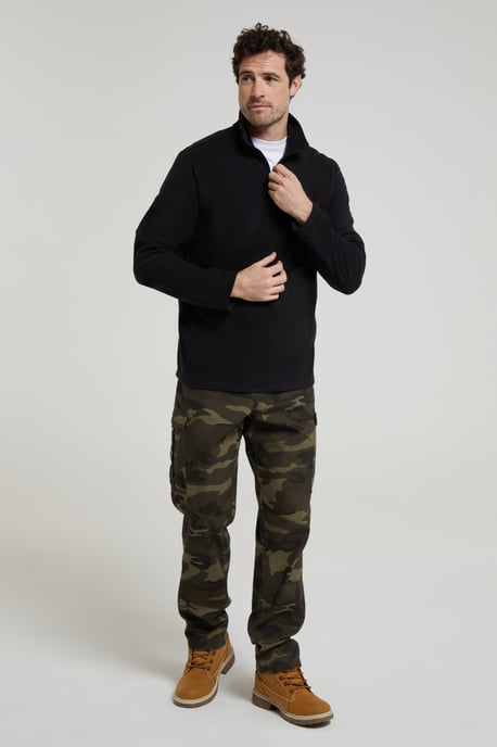 'Camber II' Men's Half Zip Fleece Top Antipill Breathable Casual Winter Sweater Black - Image 2