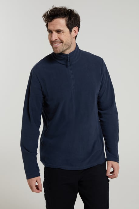 'Camber II' Men's Half Zip Fleece Top Antipill Breathable Casual Winter Sweater Navy - Image 3